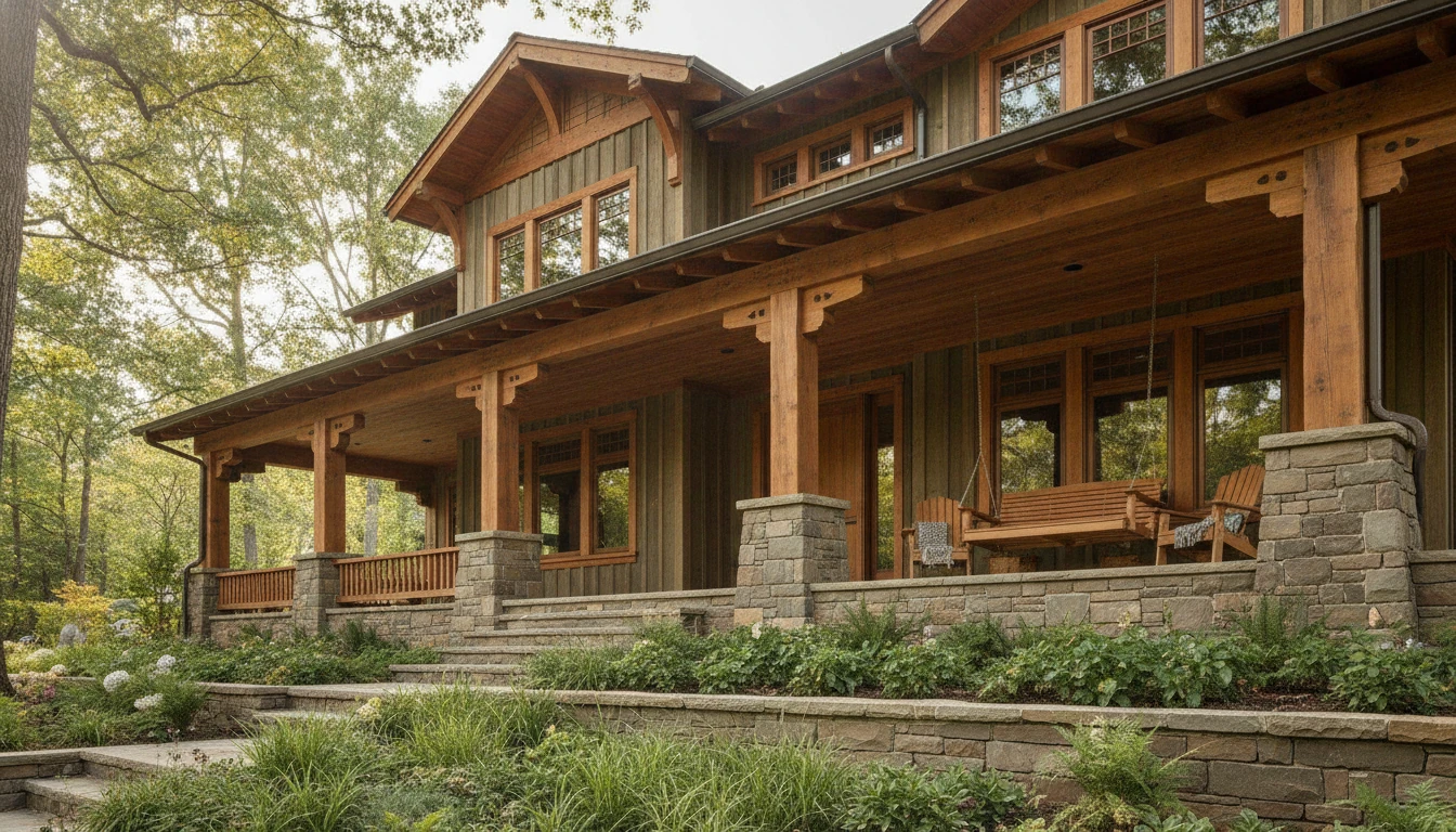 Arts and Crafts façade with timber detailing